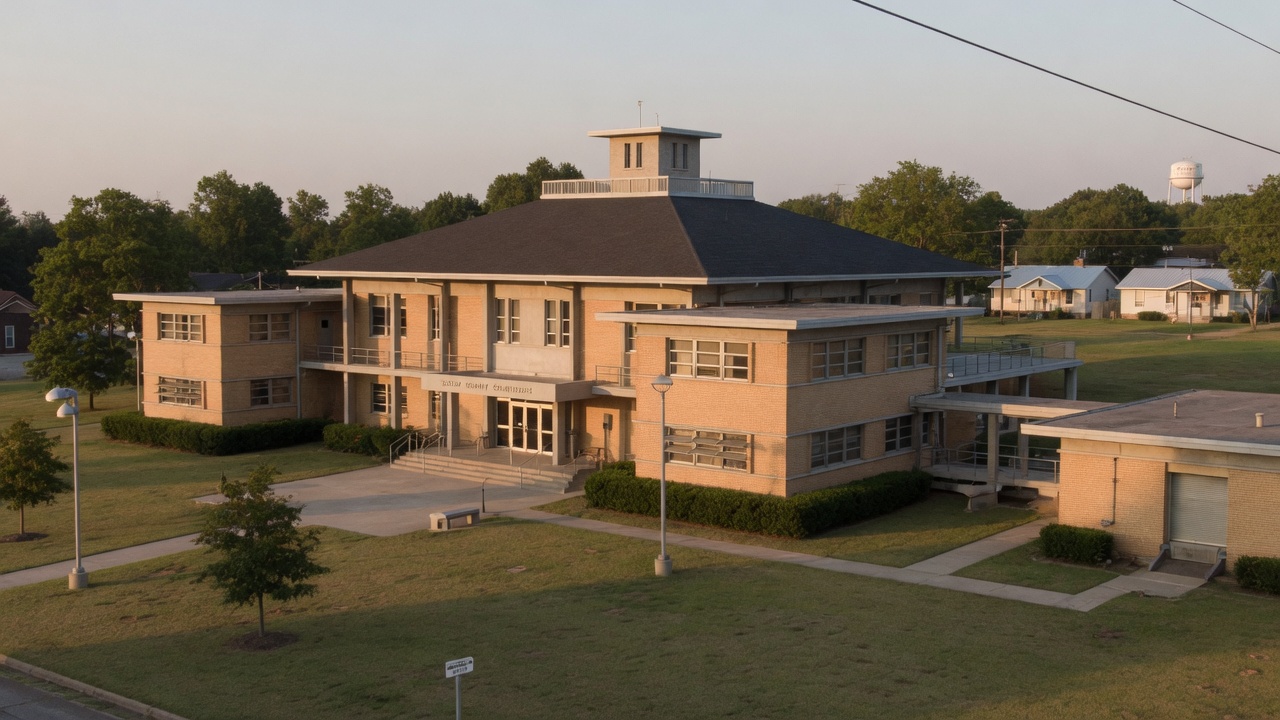 Sharp County, Arkansas — 1967 courthouse at 718 Ash Flat Drive, Ash Flat civic hall, not Evening Shade, not Hardy, not Little Rock. — educational cover