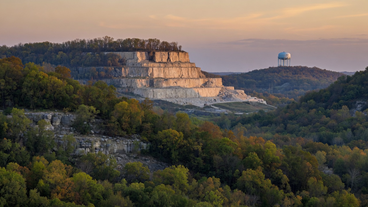 South-central Indiana limestone hill country — educational cover (regional illustration)
