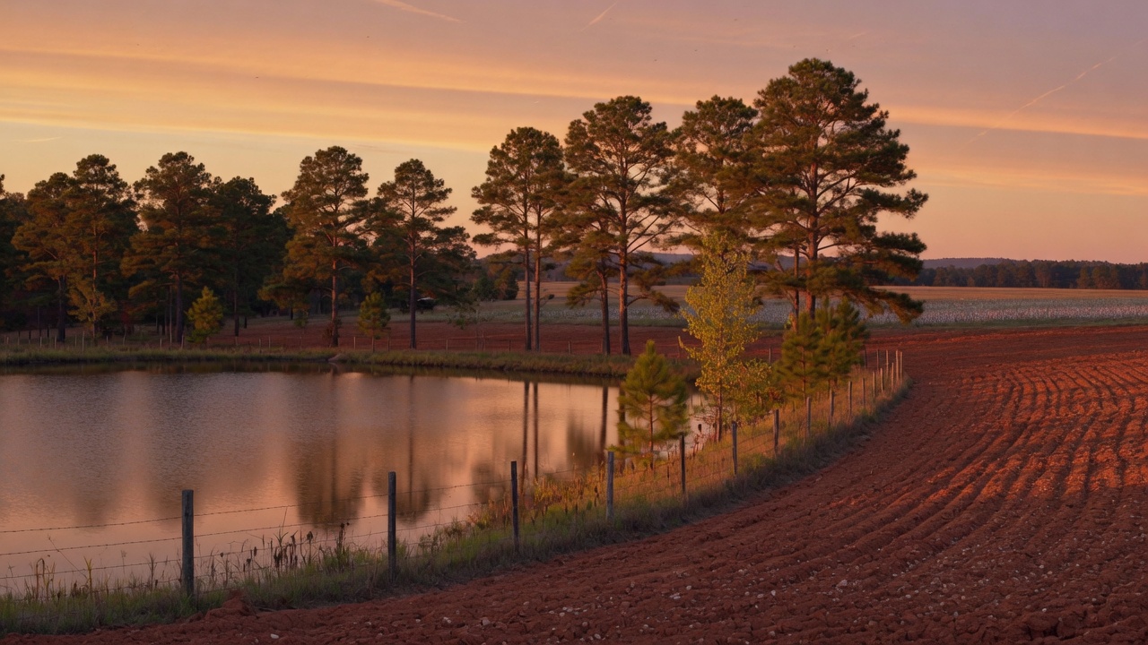 Southwest Georgia pine and farm country — educational cover (regional illustration)