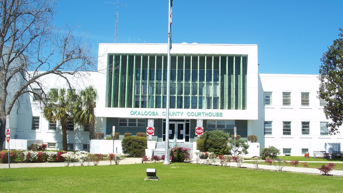 Educational briefing on the Office of the Sheriff for Okaloosa County, Florida — Crestview. — educational cover (regional illustration)