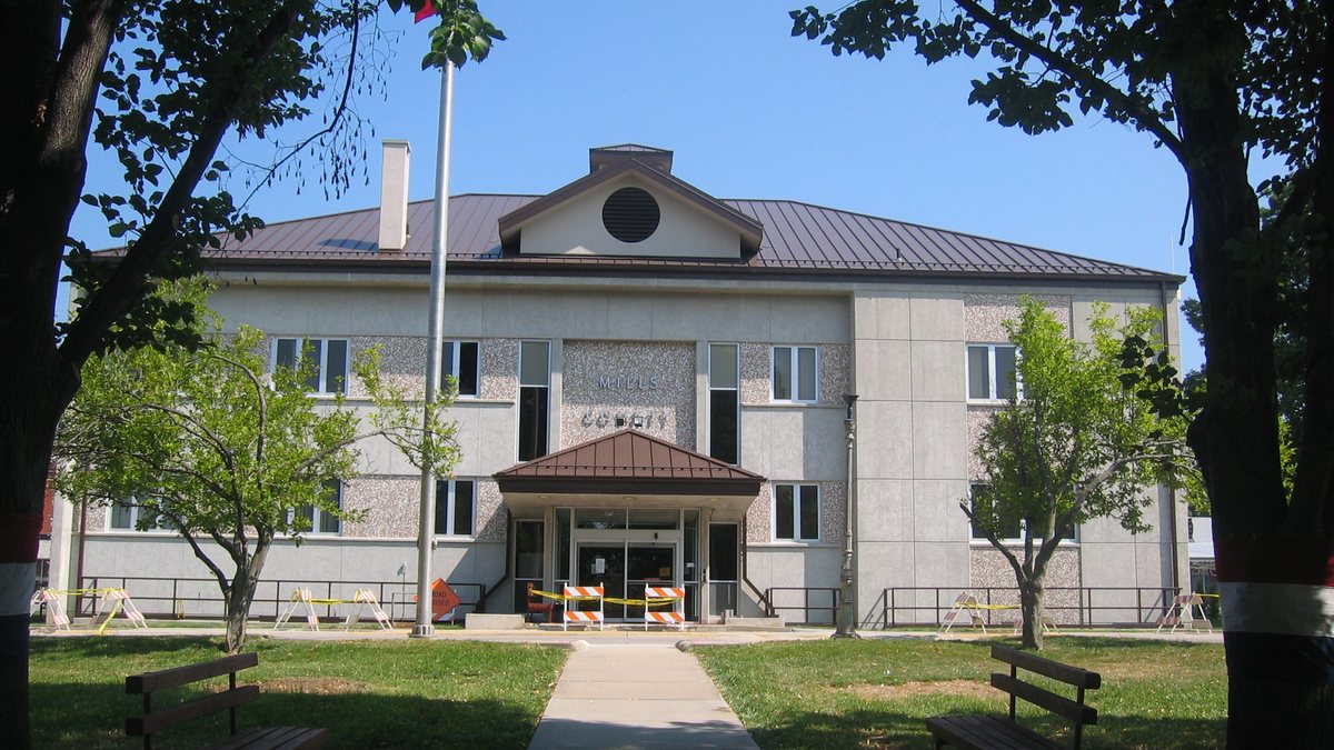 Educational briefing on the Office of the Sheriff for Mills County, Iowa — Glenwood. — educational cover (regional illustration)