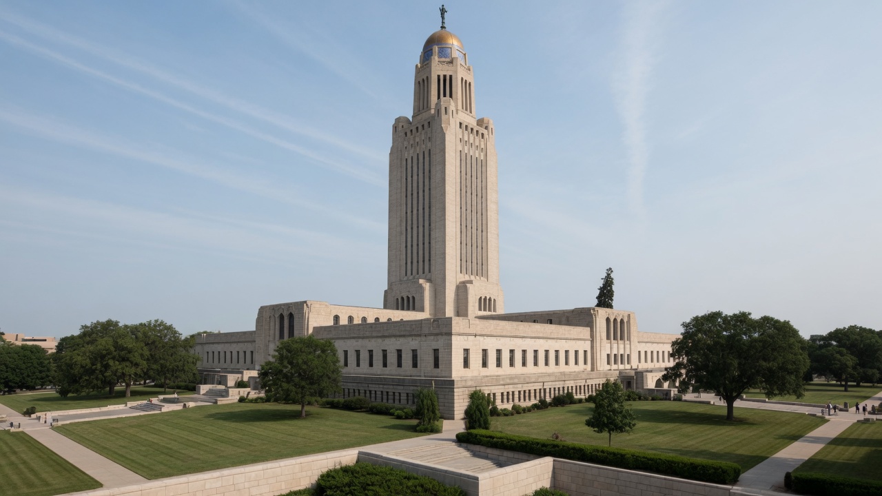 Lincoln civic land — educational cover (regional illustration of Nebraska)