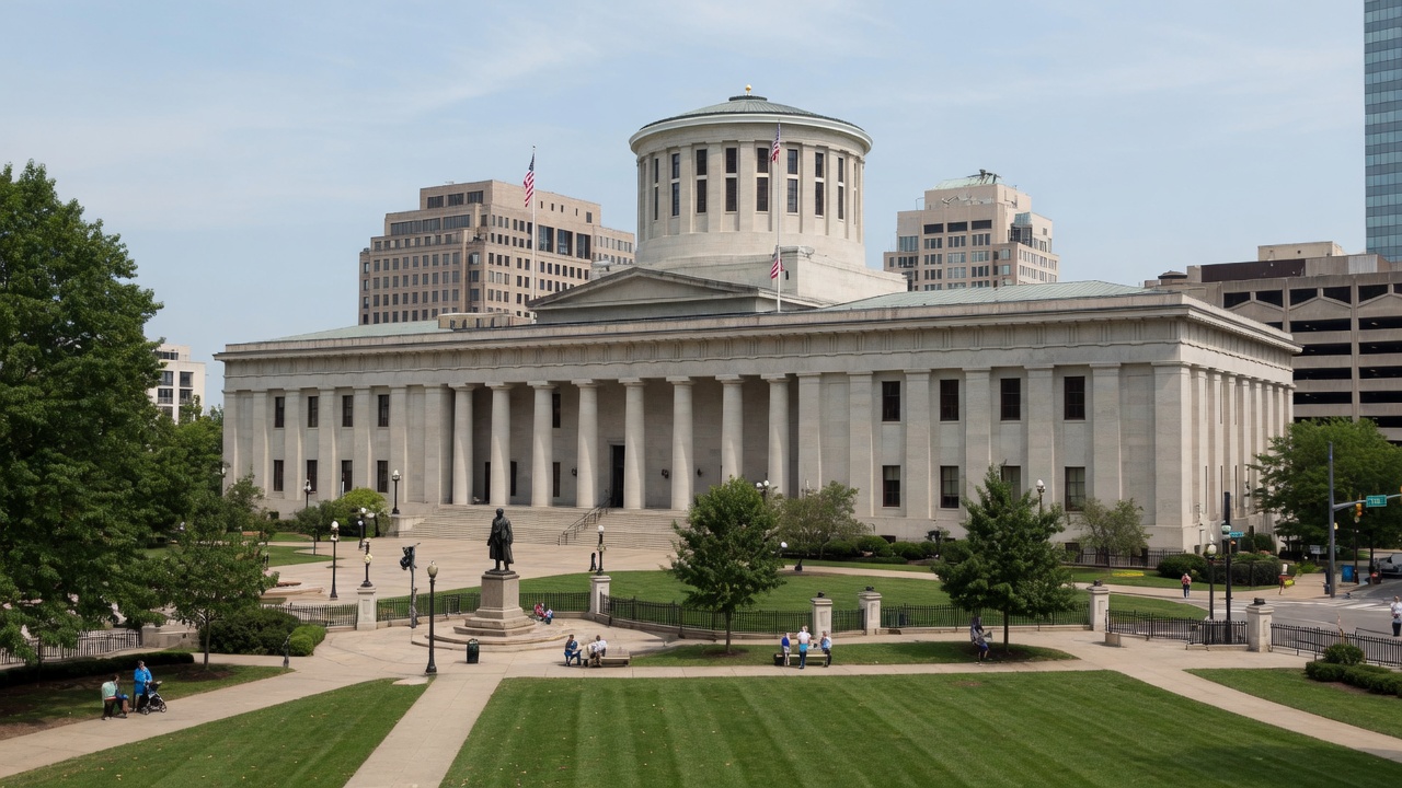 Scioto civic land — educational cover (regional illustration of Ohio)