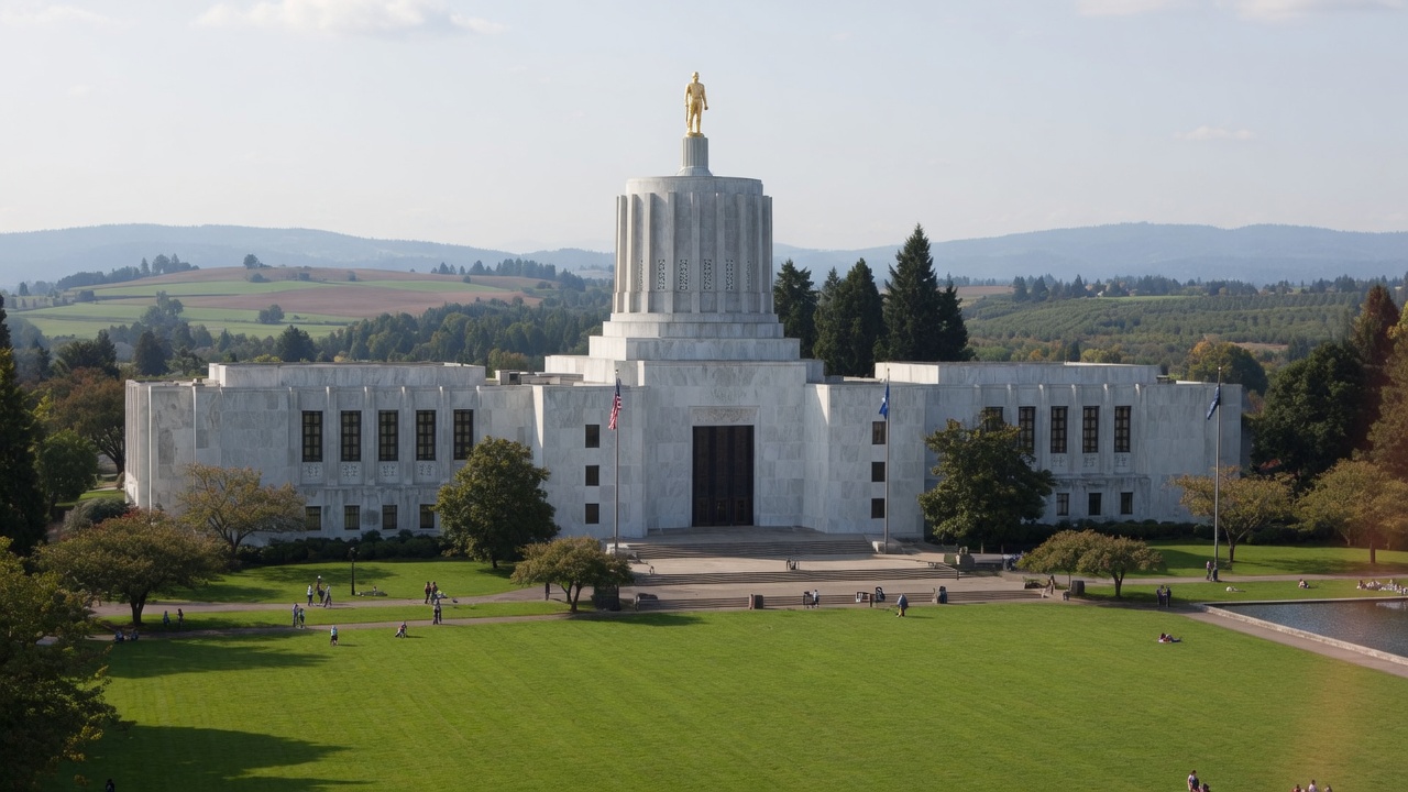 Salem civic land — educational cover (regional illustration of Oregon)