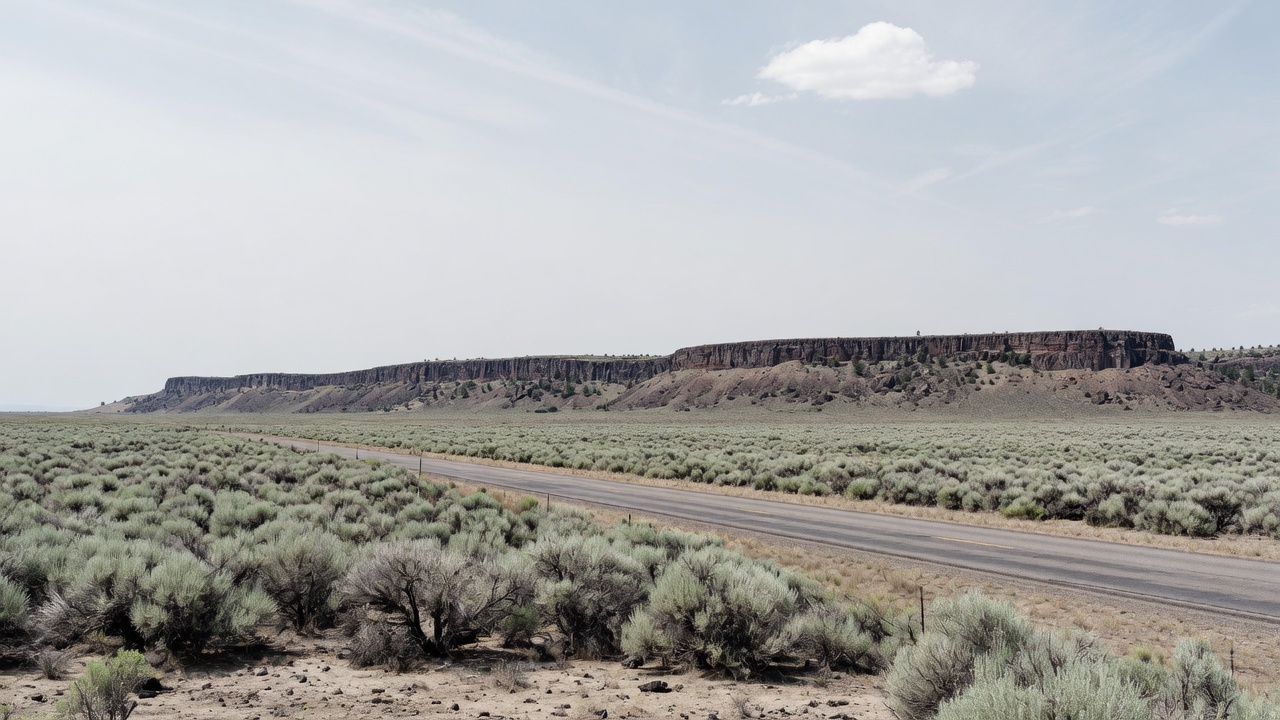 High-desert civic land — educational cover (regional illustration of Oregon)