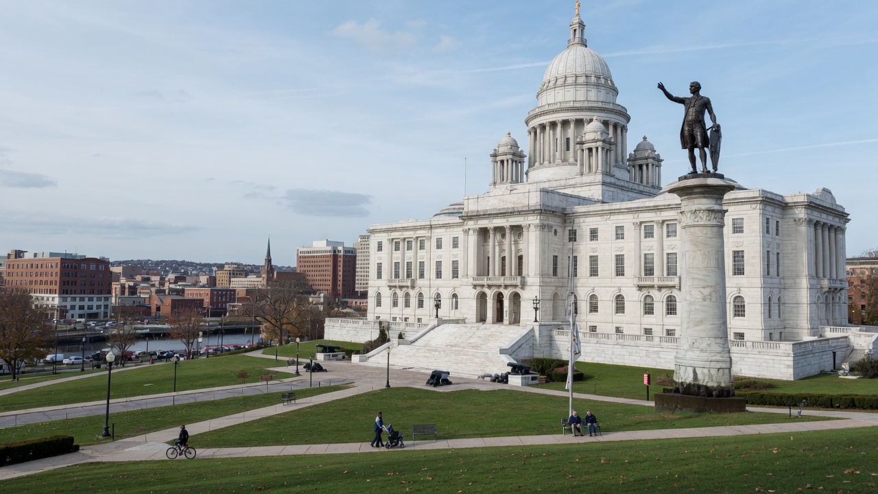 Providence civic land — educational cover (regional illustration of Rhode Island)