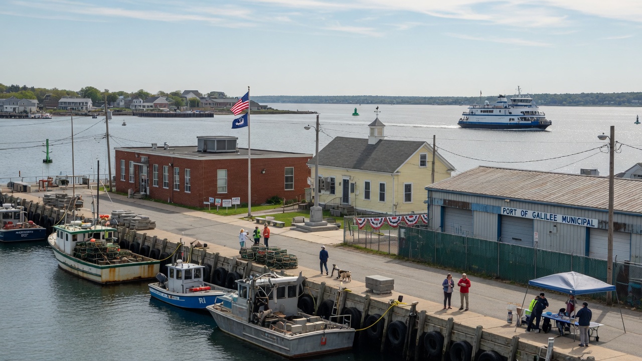 Narragansett Bay civic land — educational cover (regional illustration of Rhode Island)