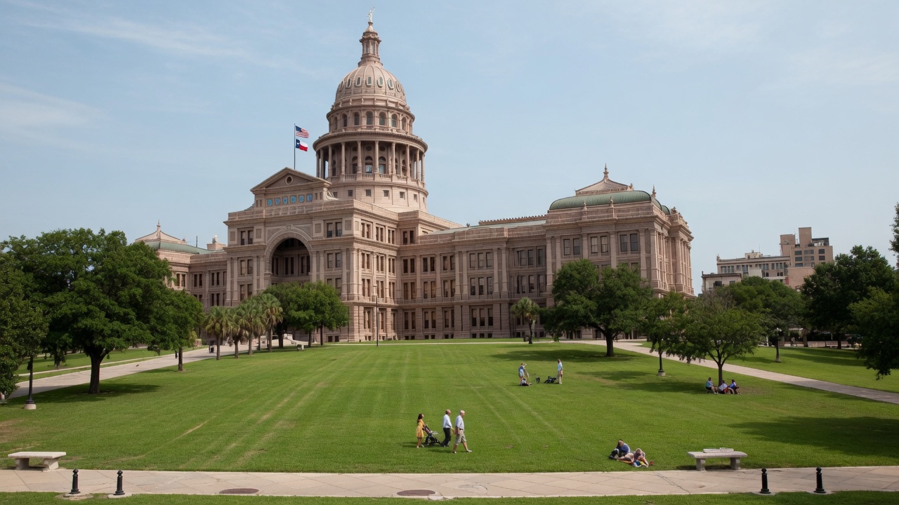 Austin capitol hill — educational cover (regional illustration of Texas)