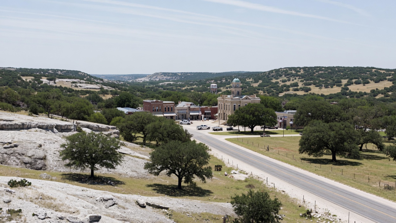 Hill Country and west-Texas civic land — educational cover (regional illustration of Texas)