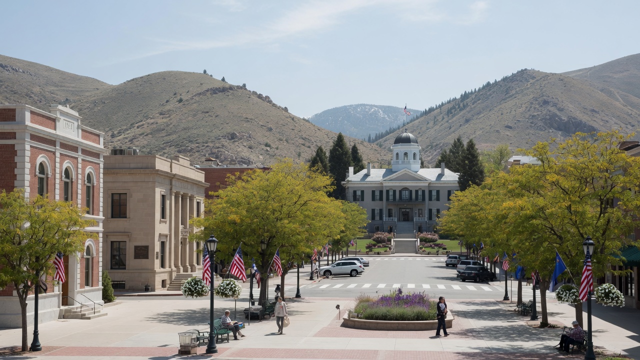 Carson civic plaza illustration — educational cover (regional illustration of Nevada)