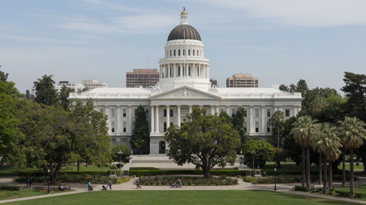 Sacramento capitol — educational cover (regional illustration of California)