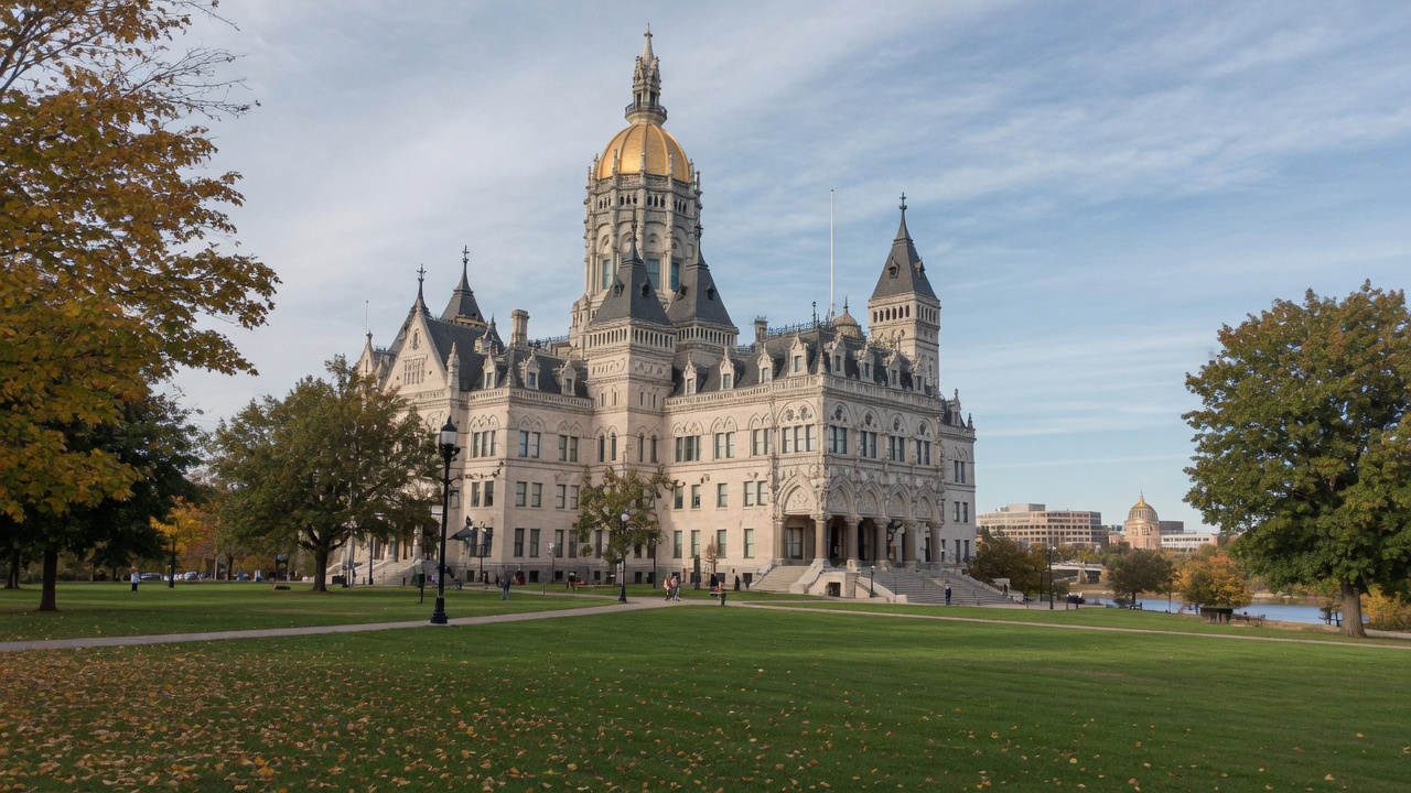 Hartford capitol — educational cover (regional illustration of Connecticut)