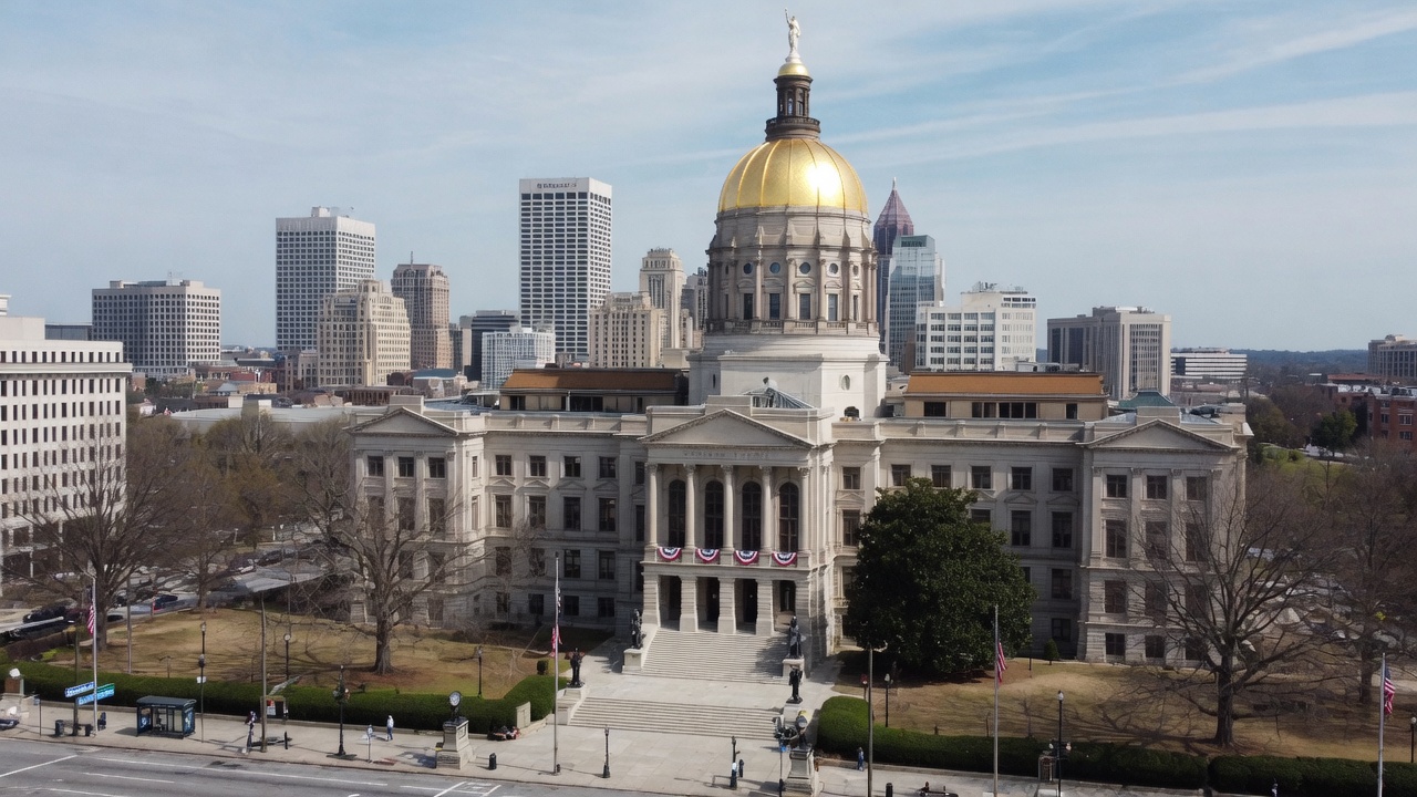 Atlanta capitol with the gold dome — educational cover (regional illustration of Georgia)