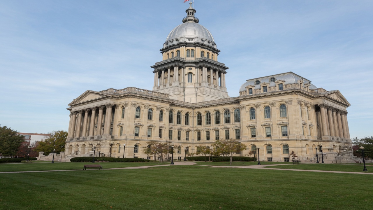 Springfield capitol — educational cover (regional illustration of Illinois)