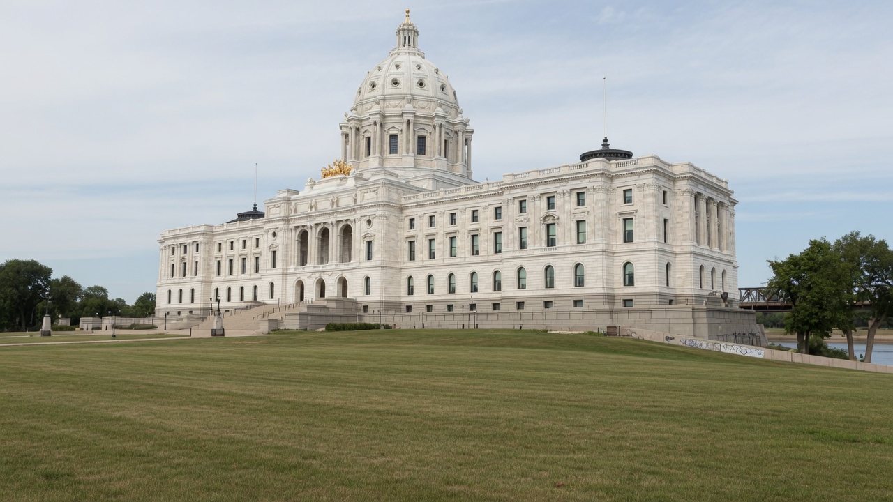 Marble capitol in Saint Paul — educational cover (regional illustration of Minnesota)