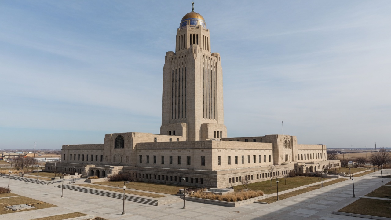 Tower capitol in Lincoln — educational cover (regional illustration of Nebraska)