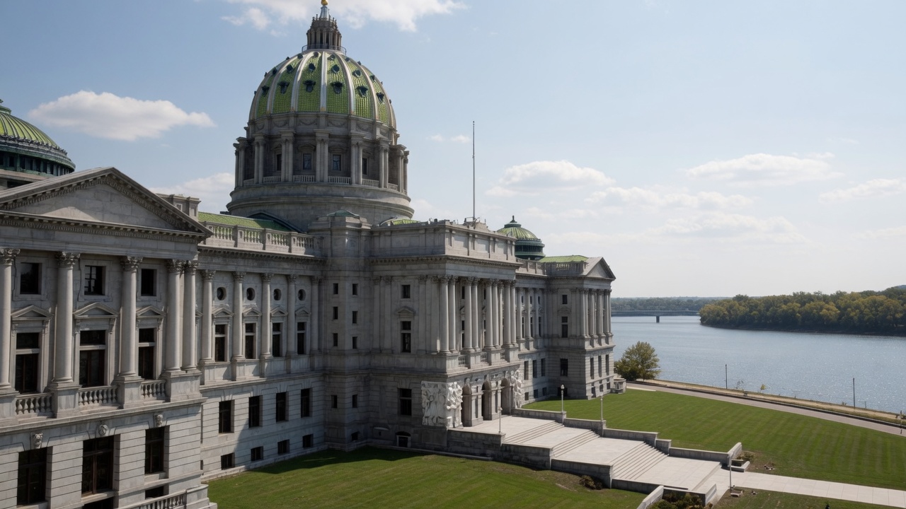 Green-dome capitol civic — educational cover (regional illustration of Pennsylvania)