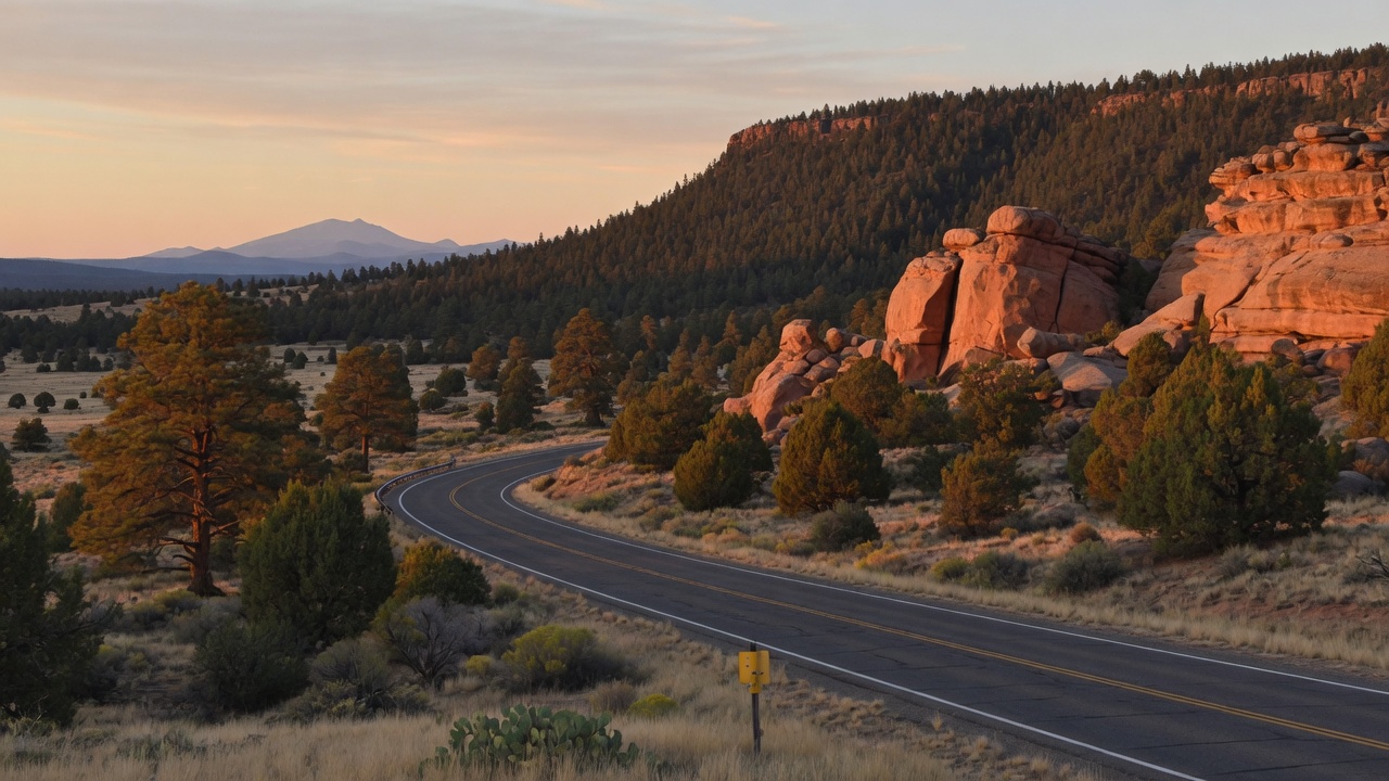 High-country civic land — educational cover (regional illustration of Arizona)
