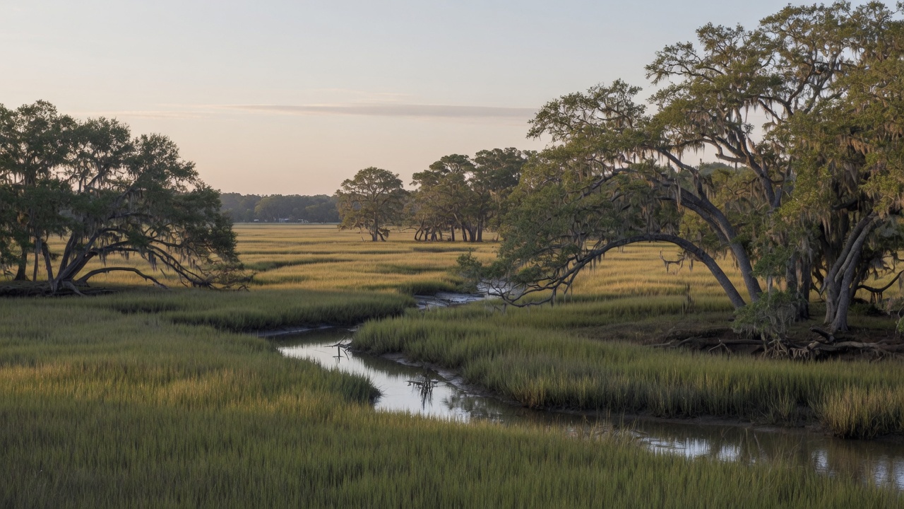Lowcountry civic land — educational cover (regional illustration of South Carolina)