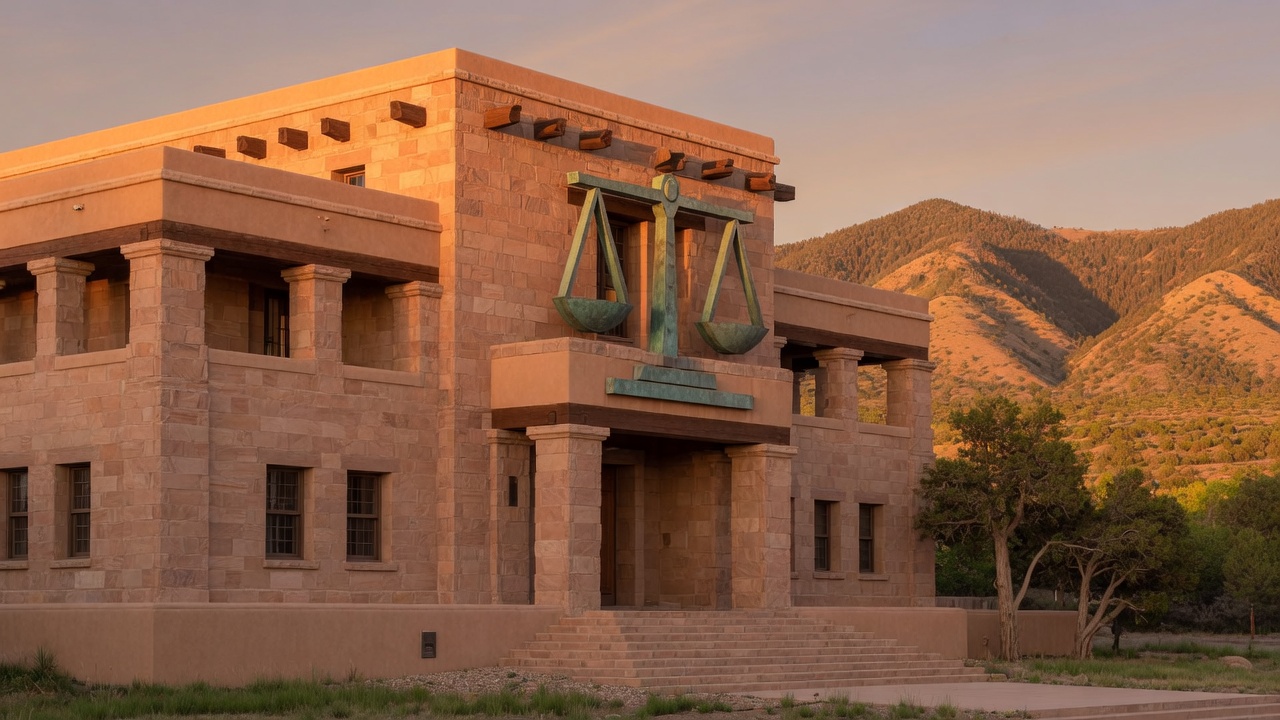 Santa Fe justice house — educational cover (justice civic, American Future Type)