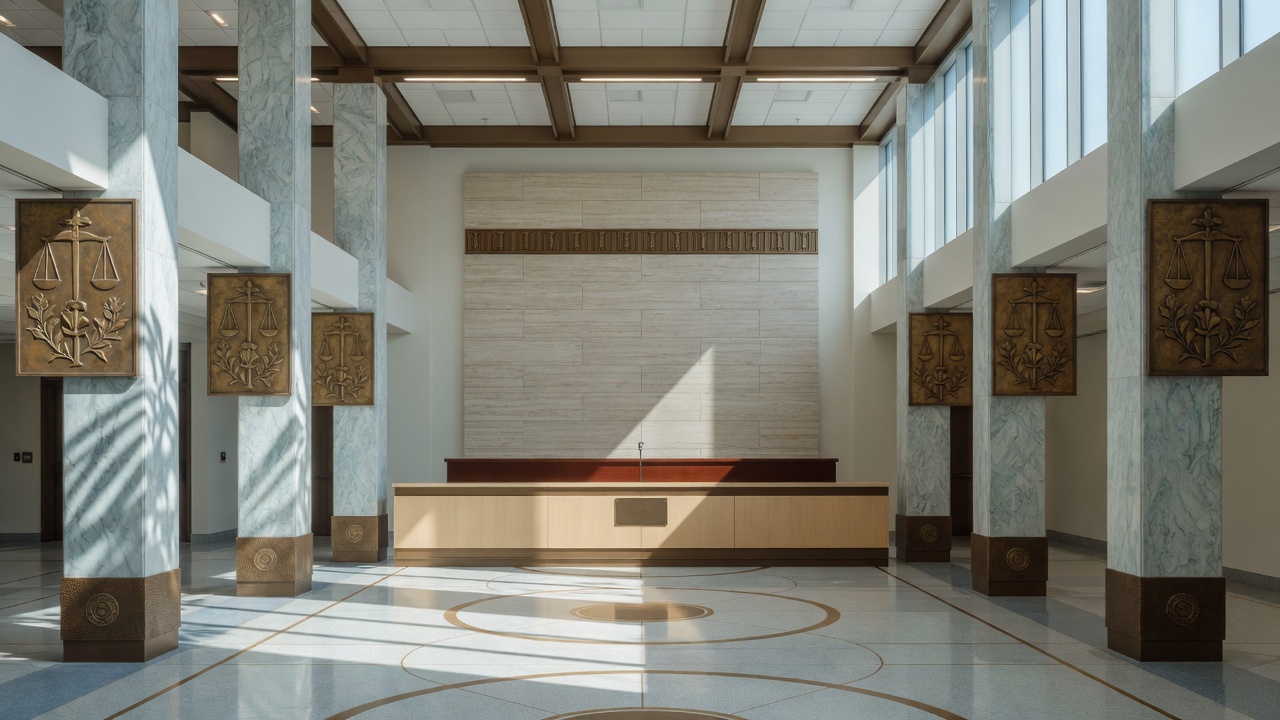Interior civic forum — educational cover (justice civic, American Future Type)