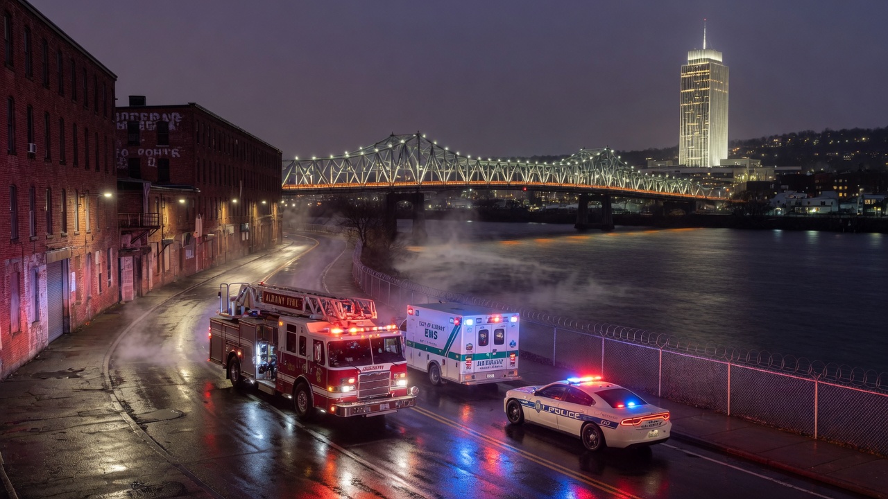Hudson night run — educational cover (city-run action, American Future Type)