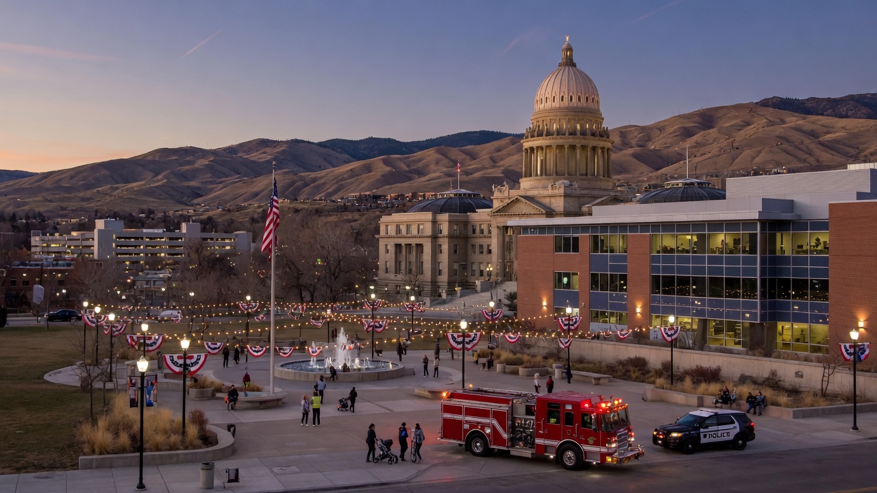 Capitol-and-foothills civic plaza — educational cover (city-run action, American Future Type)