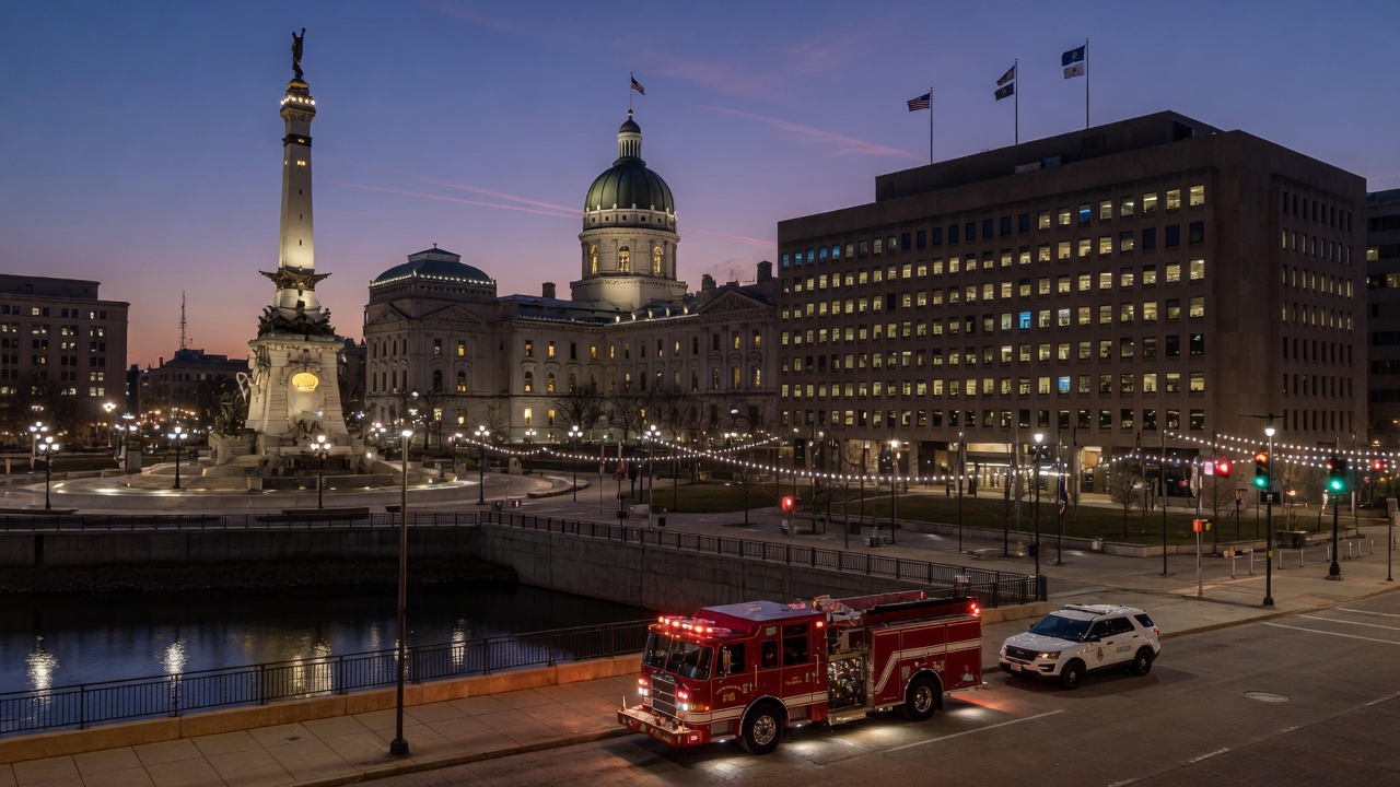 Circle-and-Statehouse civic plaza — educational cover (city-run action, American Future Type)