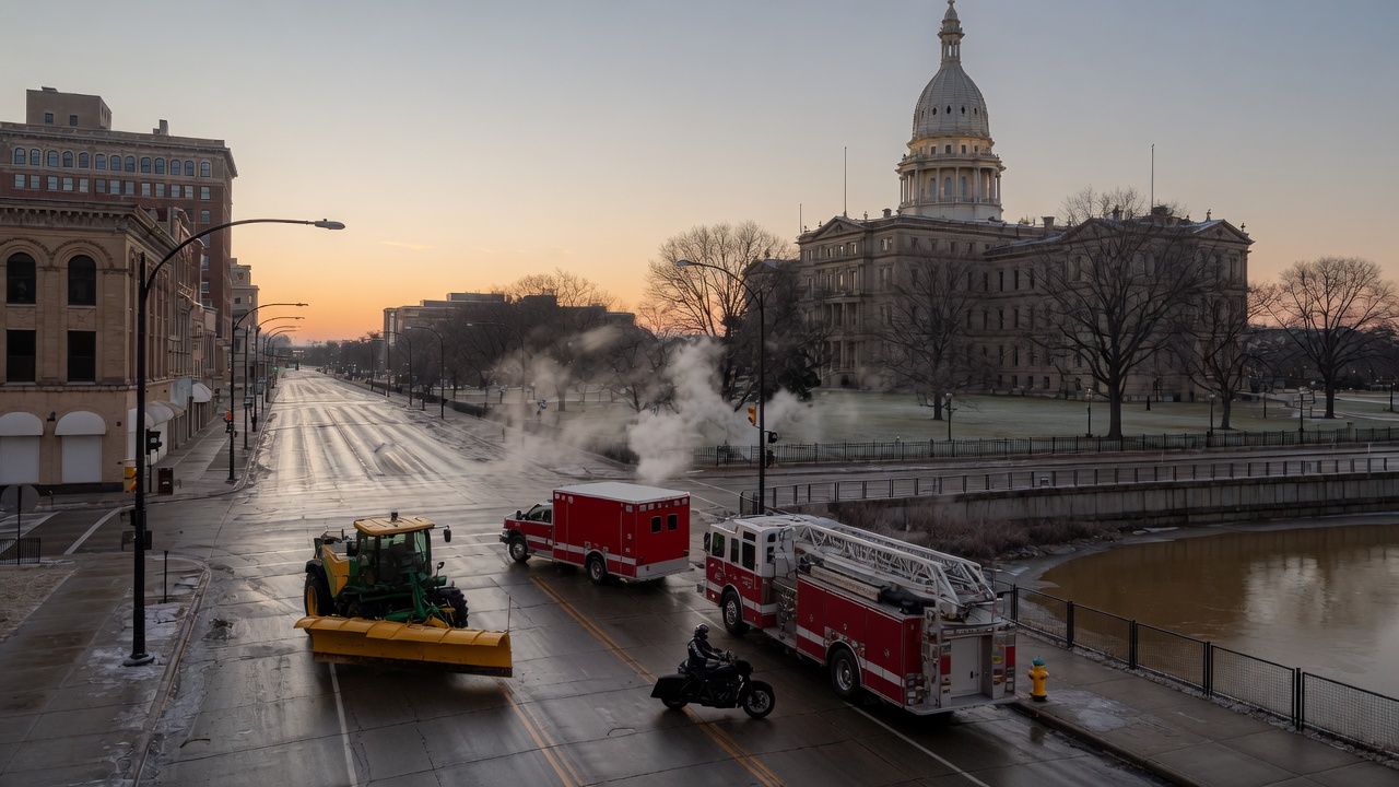 Capitol dawn civic — educational cover (city-run action, American Future Type)