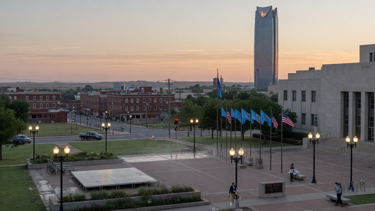 Civic Center dawn civic — educational cover (city-run action, American Future Type)