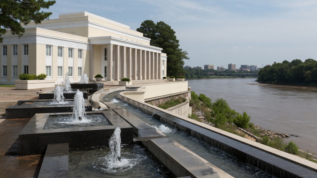 Little Rock boule on the Arkansas River — educational cover (Greek Senate, American Future Type)