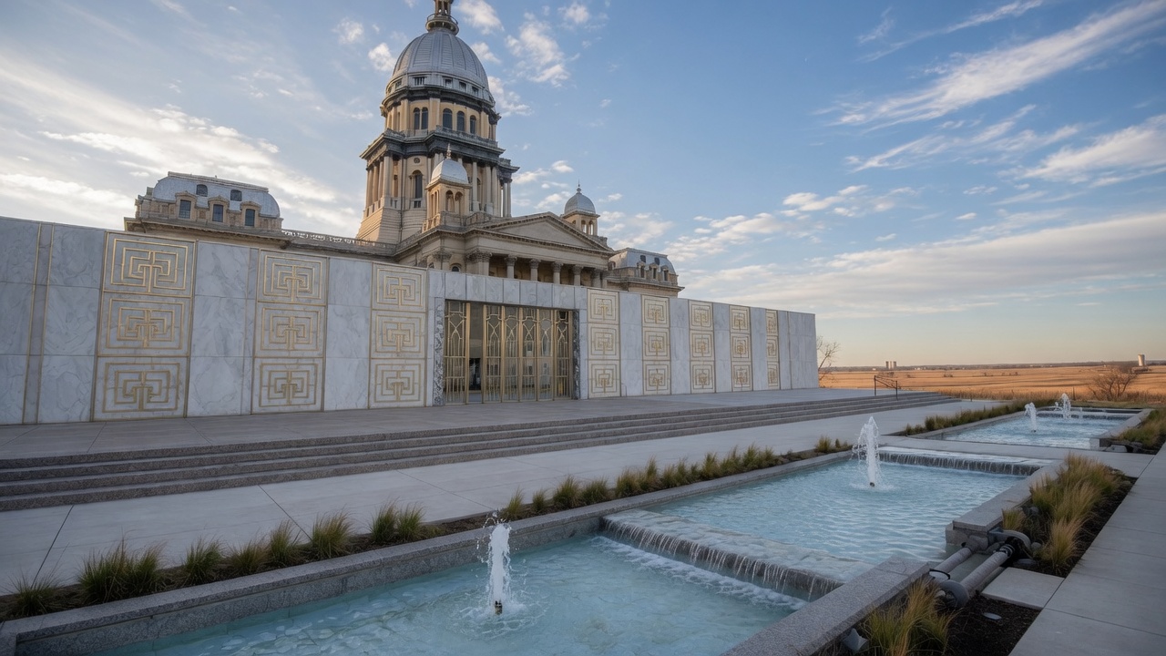 Prairie-dome assembly and Sangamon fountains — educational cover (Greek Orthodoxy civic grammar, American Future Type)